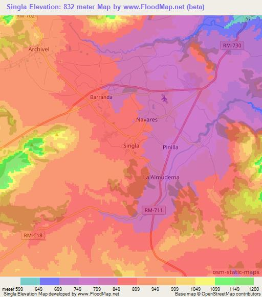 Singla,Spain Elevation Map