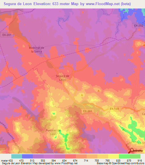 Segura de Leon,Spain Elevation Map