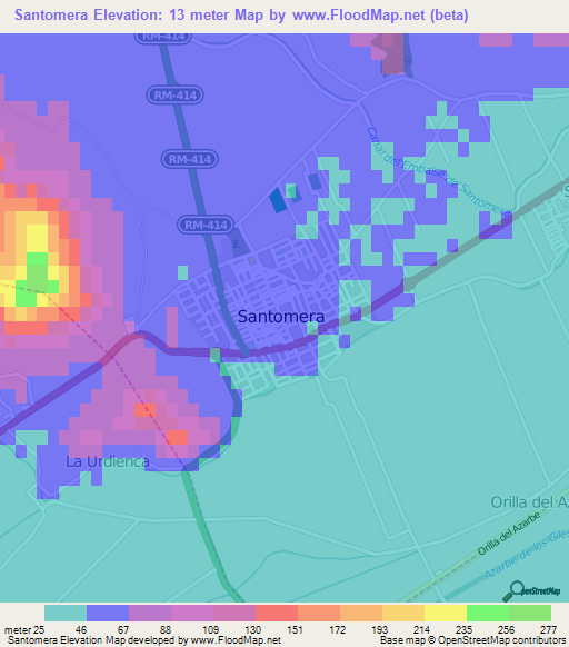 Santomera,Spain Elevation Map