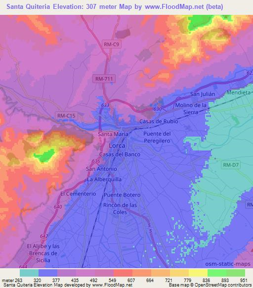 Santa Quiteria,Spain Elevation Map