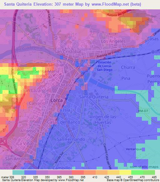 Santa Quiteria,Spain Elevation Map