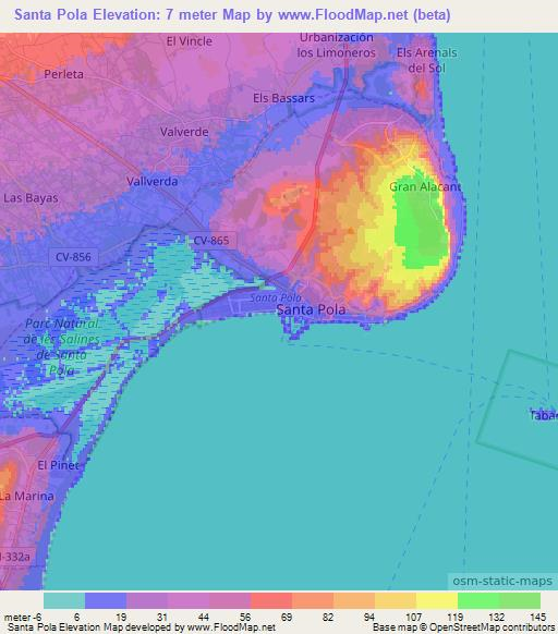 Santa Pola,Spain Elevation Map