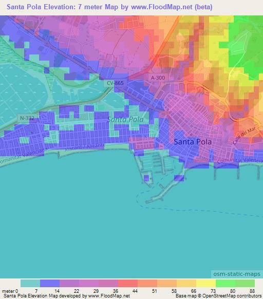 Santa Pola,Spain Elevation Map