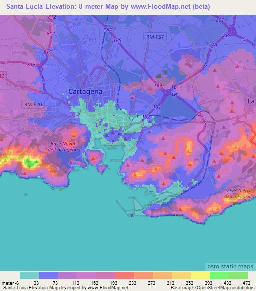 Santa Lucia,Spain Elevation Map
