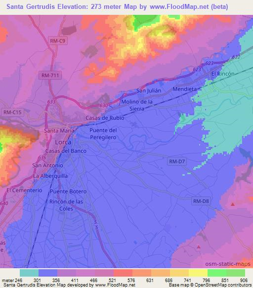 Santa Gertrudis,Spain Elevation Map