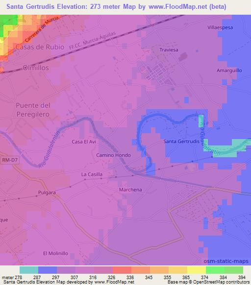 Santa Gertrudis,Spain Elevation Map