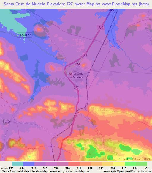 Santa Cruz de Mudela,Spain Elevation Map