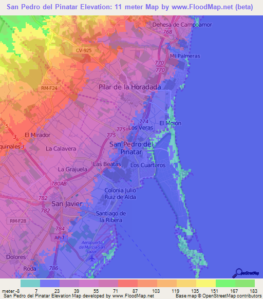 San Pedro del Pinatar,Spain Elevation Map