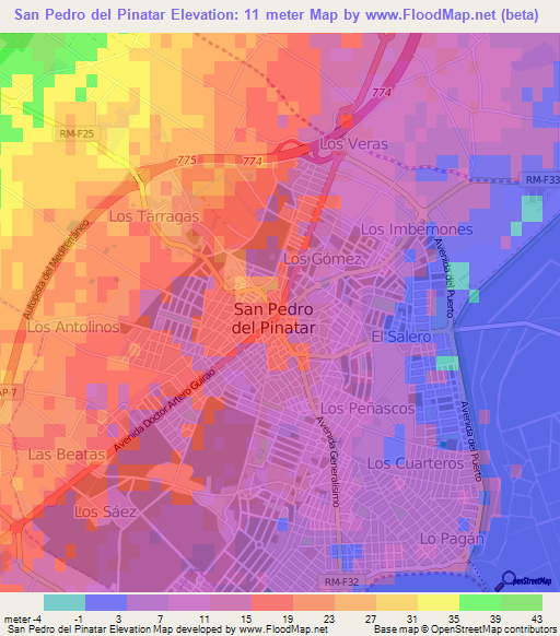 San Pedro del Pinatar,Spain Elevation Map