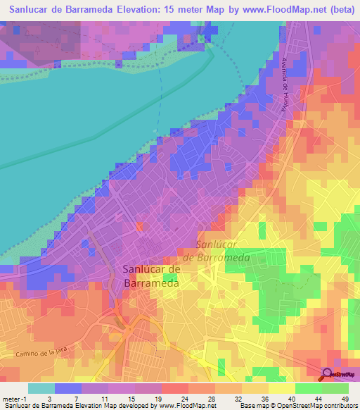 Sanlucar de Barrameda,Spain Elevation Map