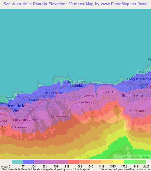 San Juan de la Rambla,Spain Elevation Map