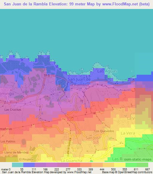 San Juan de la Rambla,Spain Elevation Map