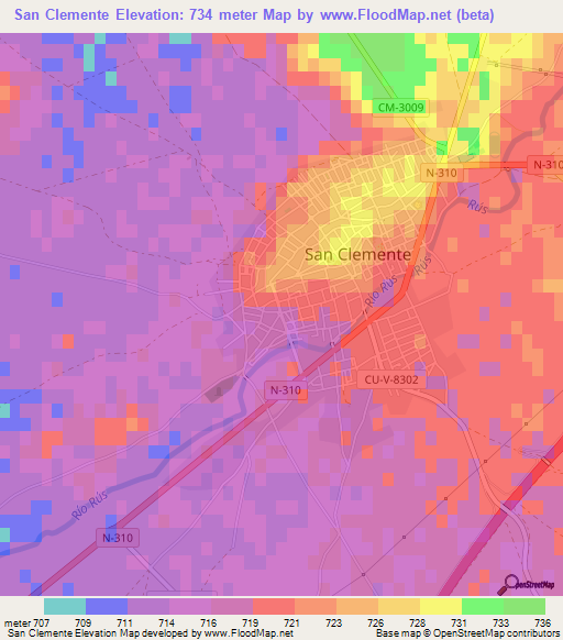 San Clemente,Spain Elevation Map