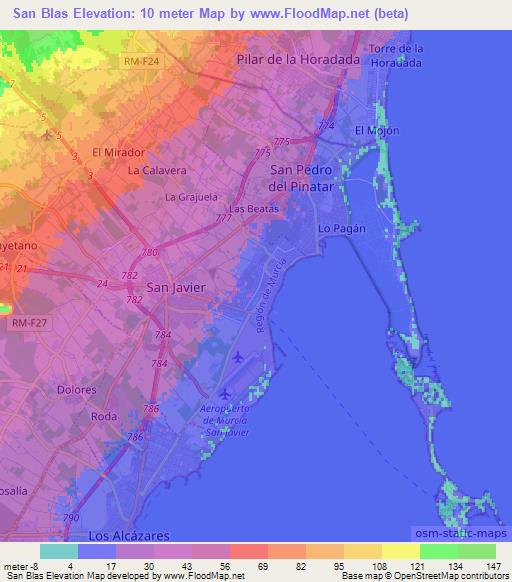 San Blas,Spain Elevation Map