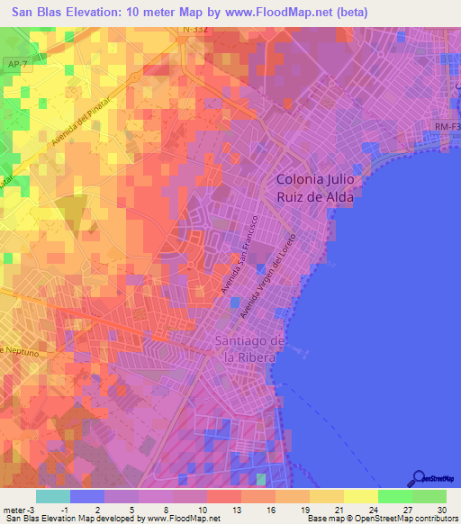 San Blas,Spain Elevation Map