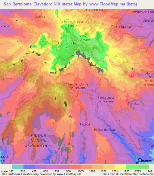 San Bartolome,Spain Elevation Map