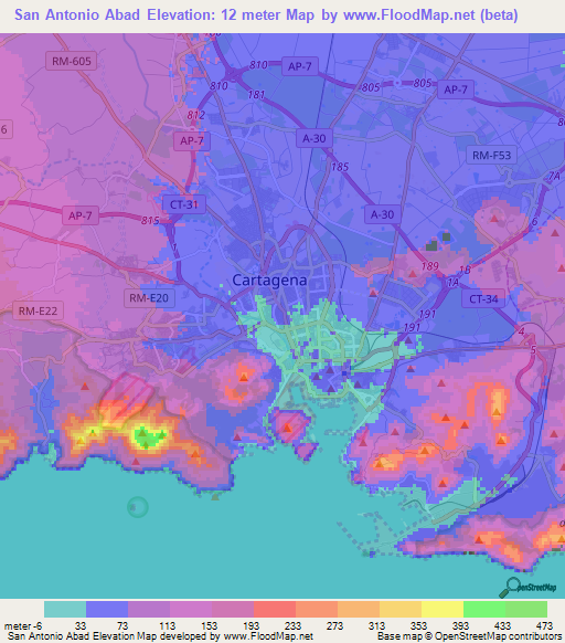 San Antonio Abad,Spain Elevation Map