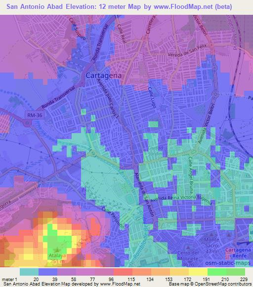 San Antonio Abad,Spain Elevation Map