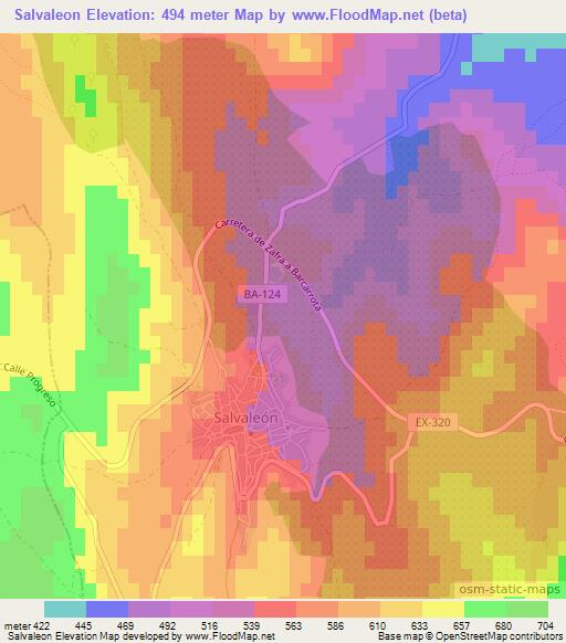 Salvaleon,Spain Elevation Map