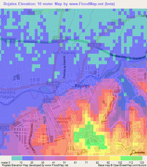 Rojales,Spain Elevation Map