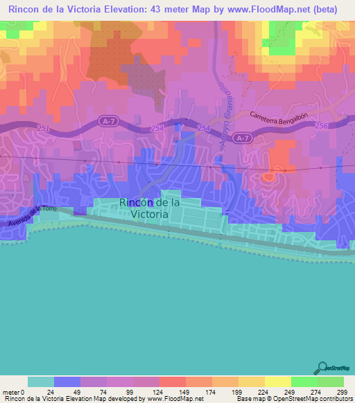 Rincon de la Victoria,Spain Elevation Map