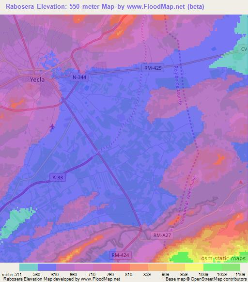 Rabosera,Spain Elevation Map