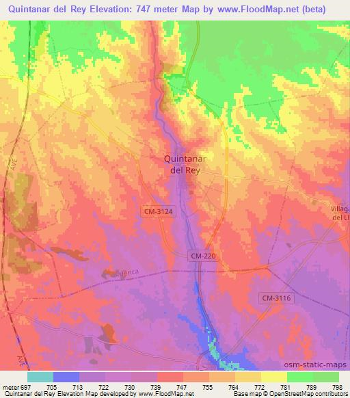 Quintanar del Rey,Spain Elevation Map