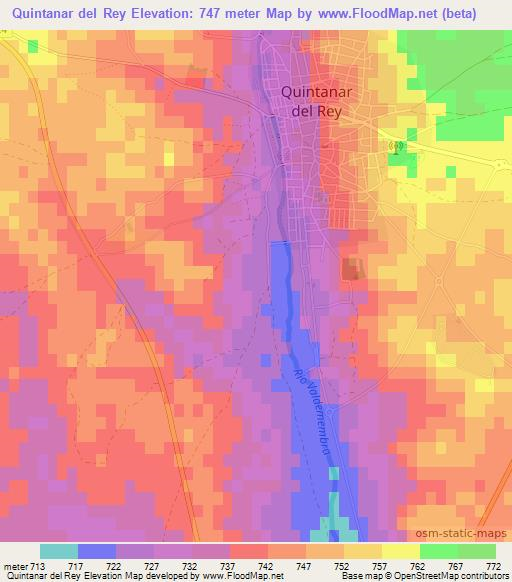 Quintanar del Rey,Spain Elevation Map