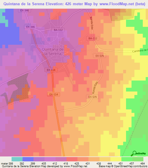 Quintana de la Serena,Spain Elevation Map