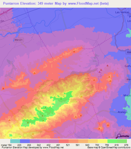 Puntarron,Spain Elevation Map