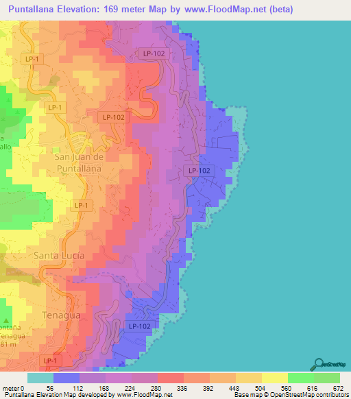 Puntallana,Spain Elevation Map