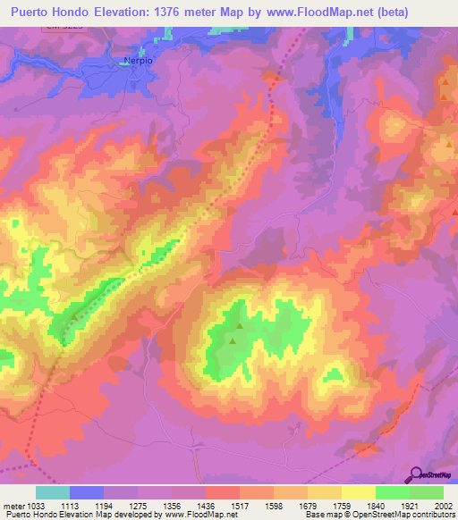 Puerto Hondo,Spain Elevation Map