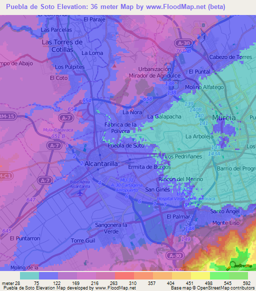 Puebla de Soto,Spain Elevation Map