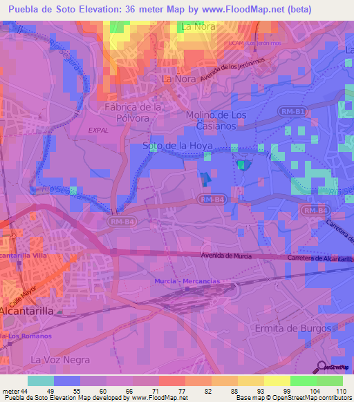 Puebla de Soto,Spain Elevation Map