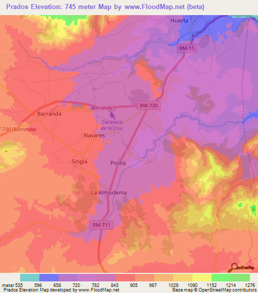 Prados,Spain Elevation Map