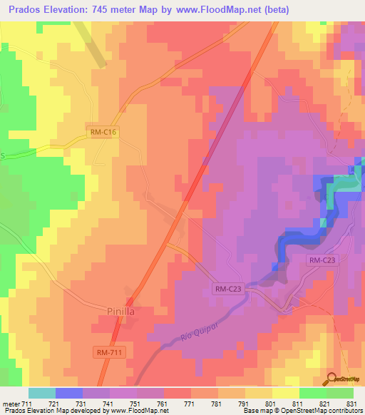 Prados,Spain Elevation Map