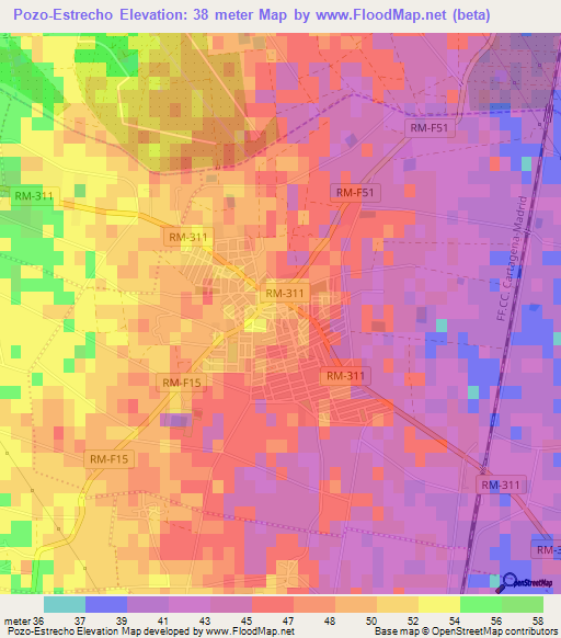 Pozo-Estrecho,Spain Elevation Map