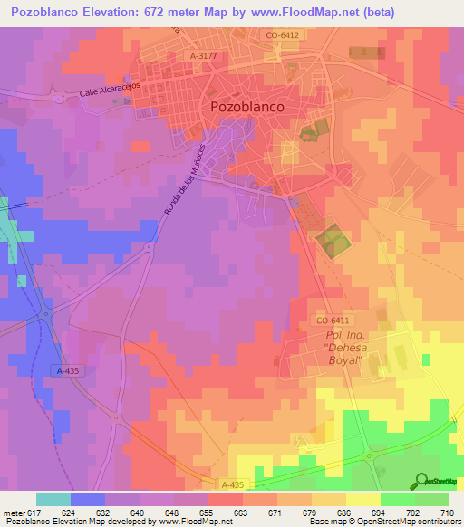 Pozoblanco,Spain Elevation Map