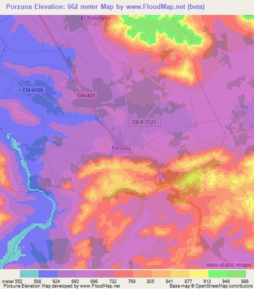 Porzuna,Spain Elevation Map