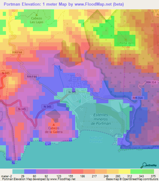 Portman,Spain Elevation Map