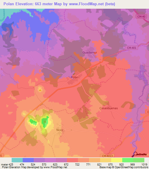 Polan,Spain Elevation Map