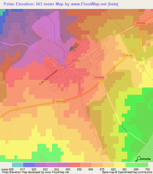 Polan,Spain Elevation Map