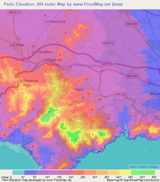 Perin,Spain Elevation Map