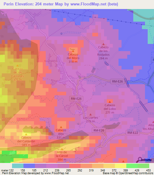 Perin,Spain Elevation Map