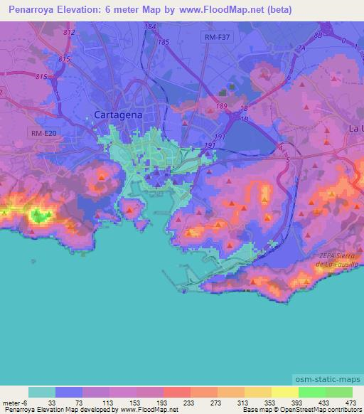Penarroya,Spain Elevation Map
