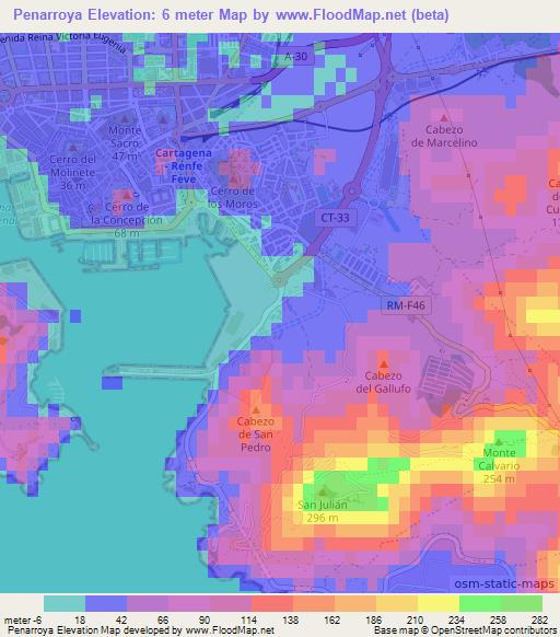 Penarroya,Spain Elevation Map