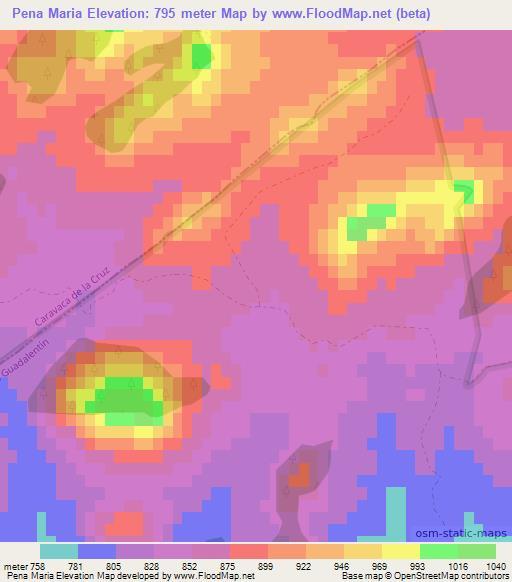 Pena Maria,Spain Elevation Map