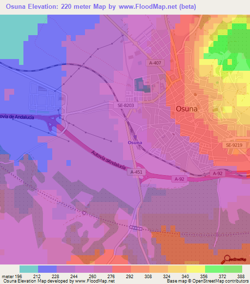 Osuna,Spain Elevation Map