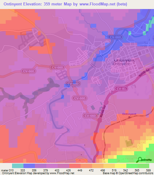 Ontinyent,Spain Elevation Map