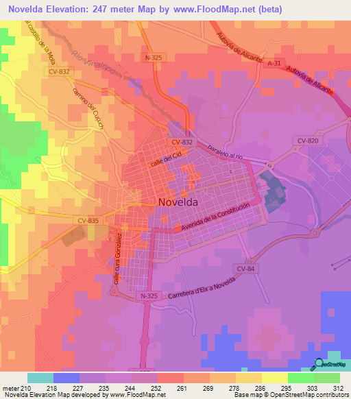 Novelda,Spain Elevation Map